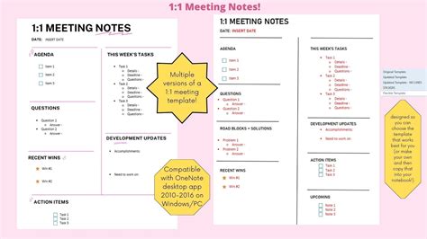 One Note Meeting Template Collection